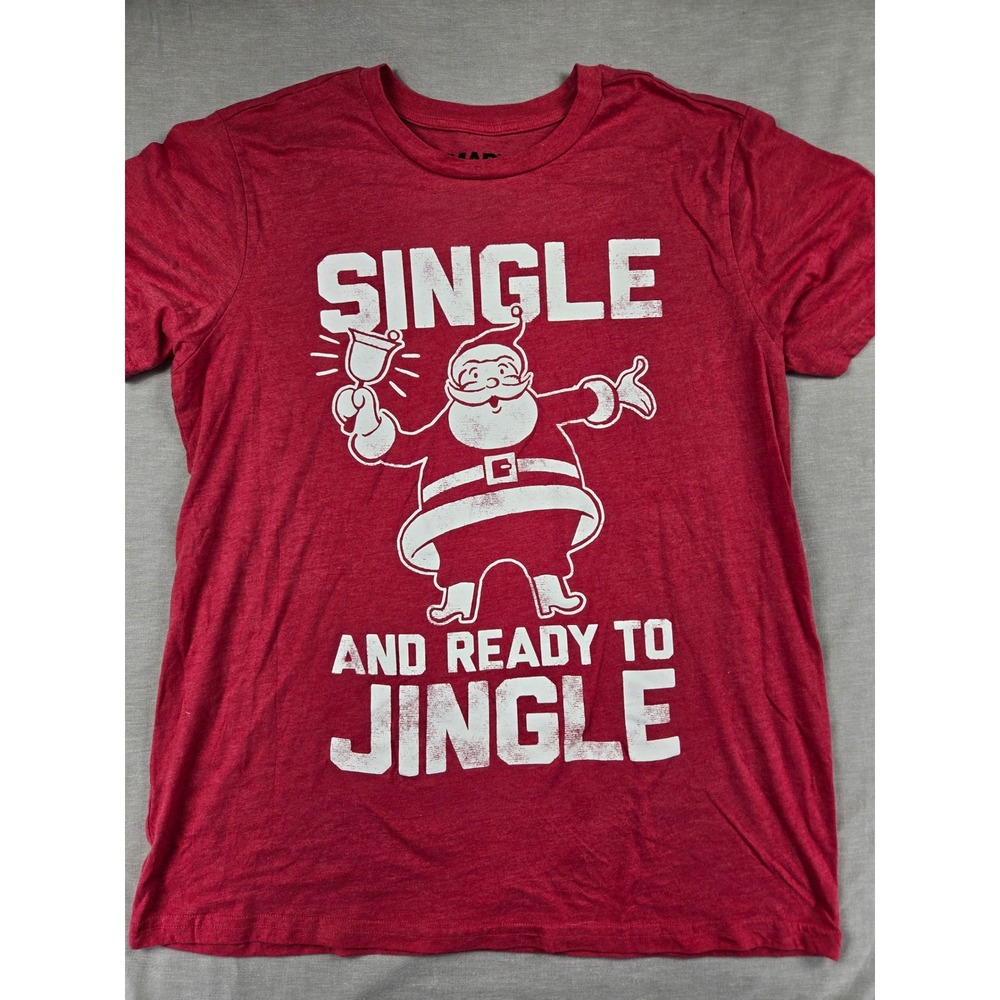 Mad‎ Engine Mens Red Single and Ready to Jingle Santa Christmas Graphic Tee XL